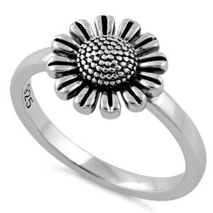925 STERLING SILVER Dainty Little Sunflower Ring